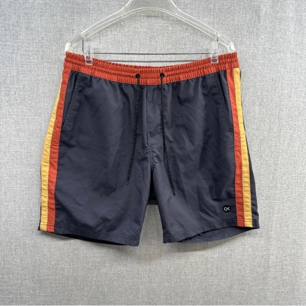 Outerknown Nomadic Volley Swim Trunks Mens Large Blue Striped Board Shorts Adult